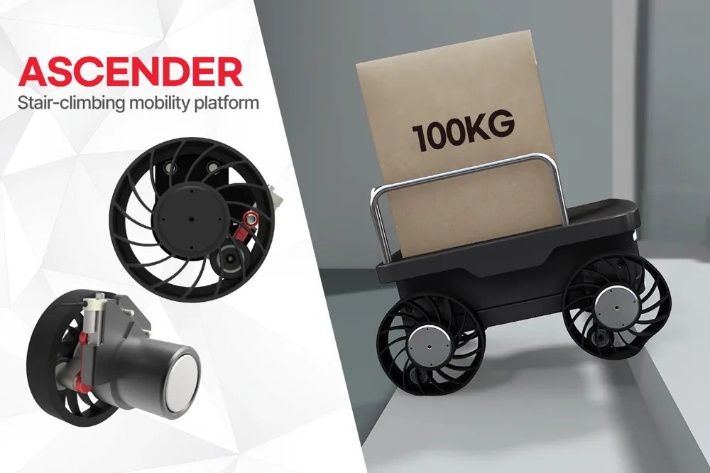 Ascender: AI 기반, 액추에이터 강화 계단 등반 모빌리티 플랫폼